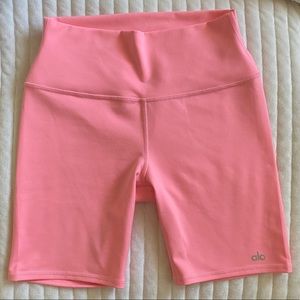 Alo Yoga Macaron Pink Biker Shorts